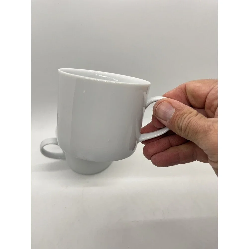 Crate & Barrel White Coffee Mugs, Made In Poland Set Of 2